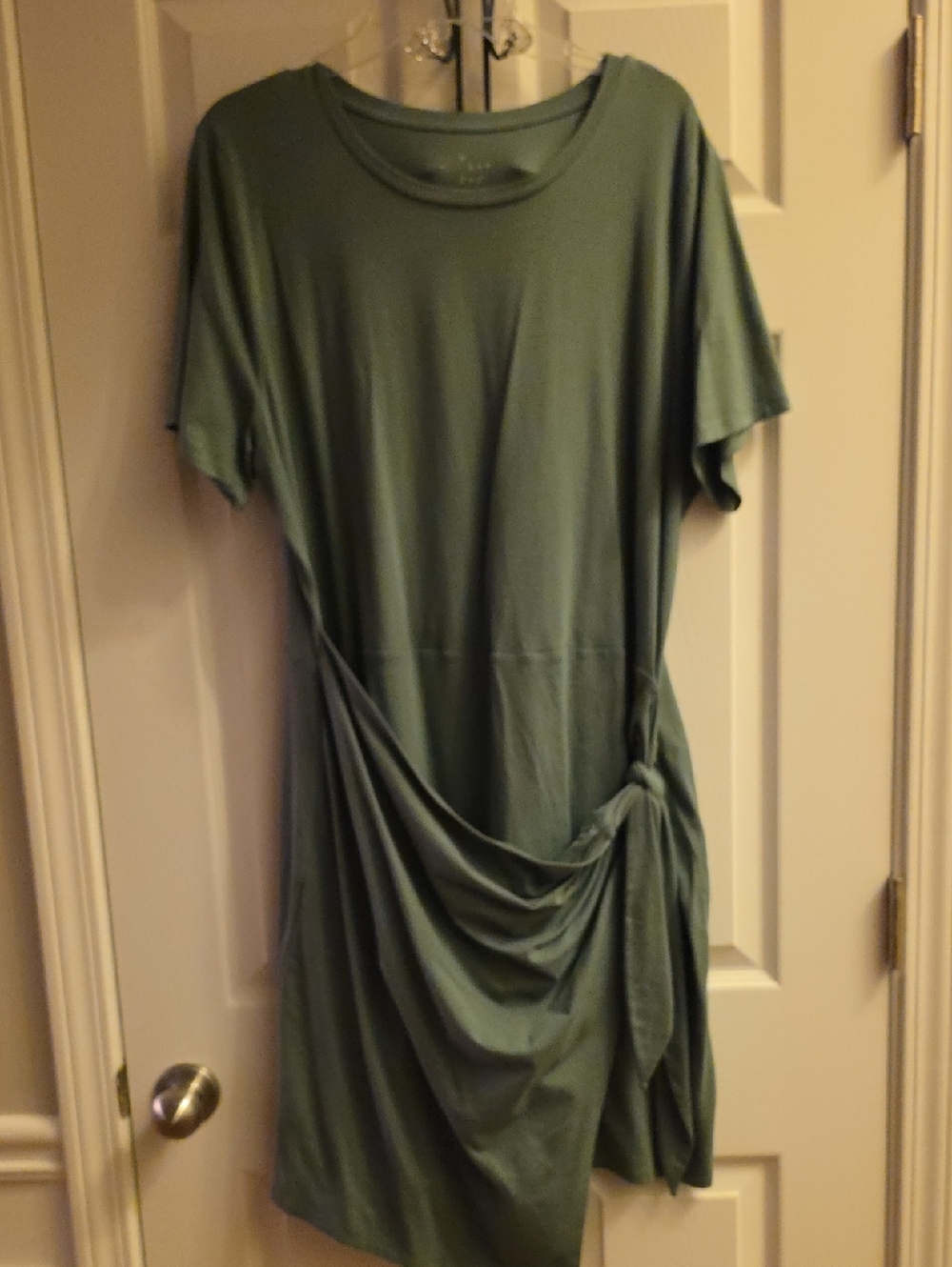 NWOT - Olive Green Stretch Sarong Faux Wrap Style Dress